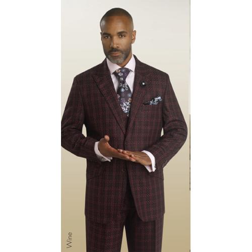 E. J. Samuel Wine Box Pinstriped Suit M2667